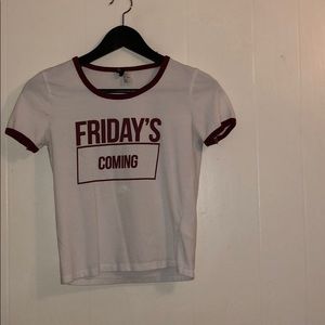 White and Maroon ‘Friday’s Coming’ Tee